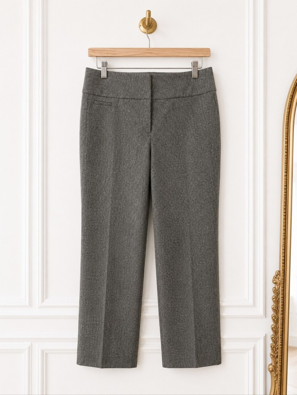 LOFT "Julie" Straight Leg Trousers ā Gray Textured Career Pants | Size 4 - Picture 6 of 9